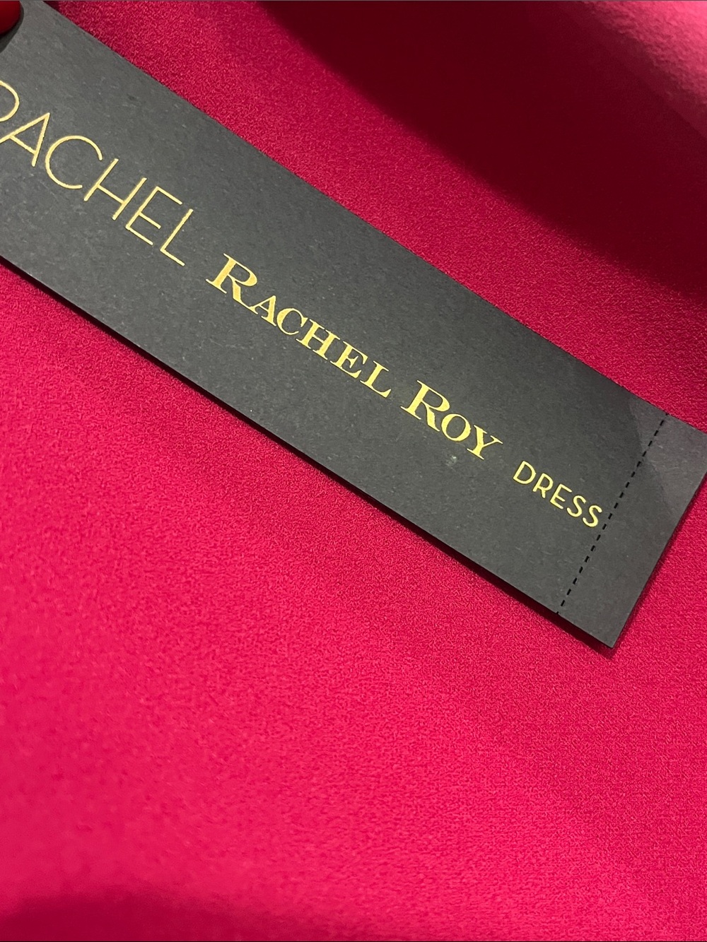 Women’s Rachel Roy Crossover Halter Midi Sheath Dress Sangria Elegant Cocktail - Picture 3 of 8